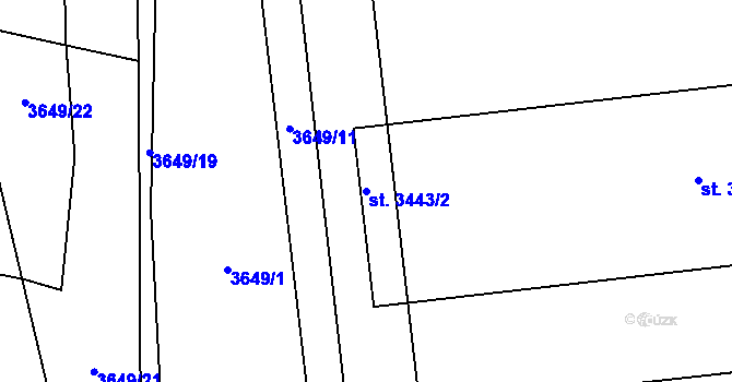 Parcela st. 3443/2 v KÚ Domažlice, Katastrální mapa