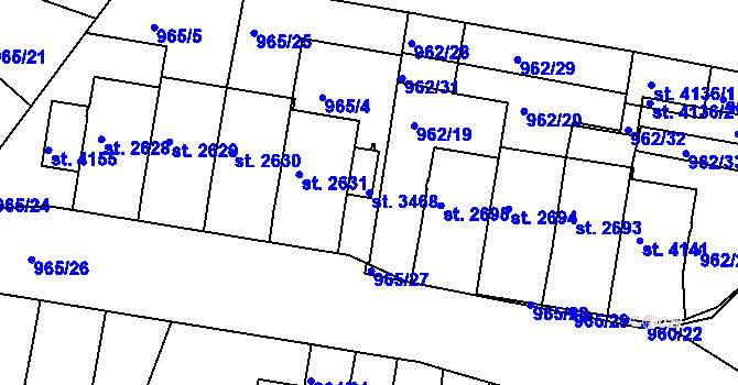 Parcela st. 3468 v KÚ Domažlice, Katastrální mapa