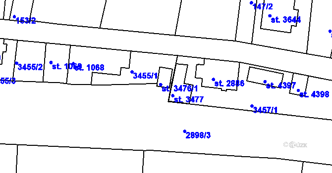 Parcela st. 3476/2 v KÚ Domažlice, Katastrální mapa