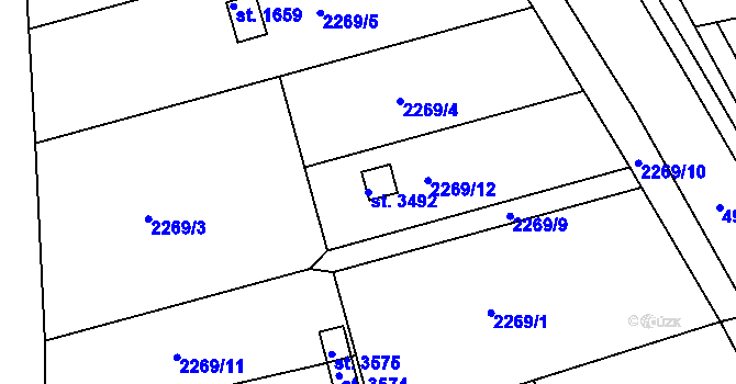 Parcela st. 3492 v KÚ Domažlice, Katastrální mapa
