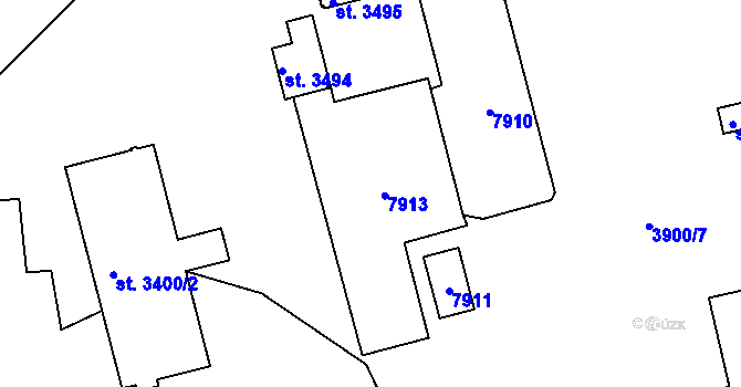 Parcela st. 3493 v KÚ Domažlice, Katastrální mapa