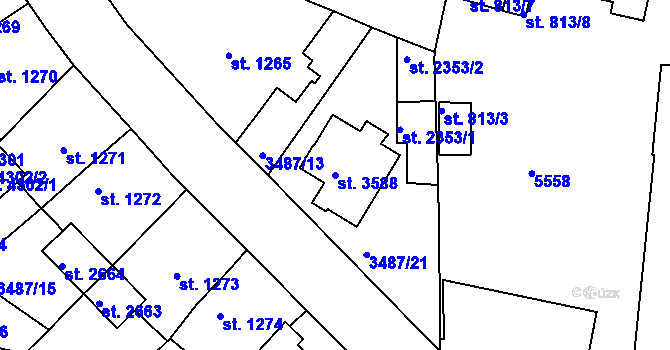 Parcela st. 3588 v KÚ Domažlice, Katastrální mapa