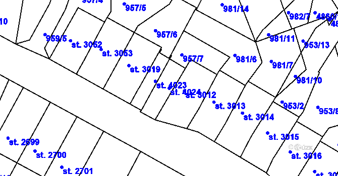 Parcela st. 4024 v KÚ Domažlice, Katastrální mapa