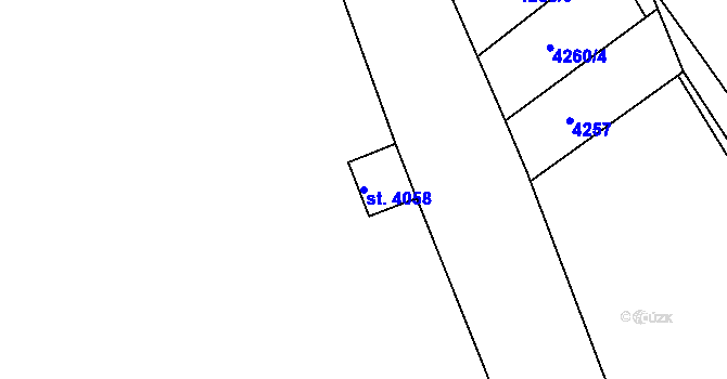 Parcela st. 4058 v KÚ Domažlice, Katastrální mapa