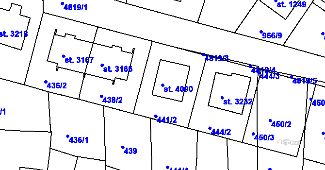 Parcela st. 4090 v KÚ Domažlice, Katastrální mapa