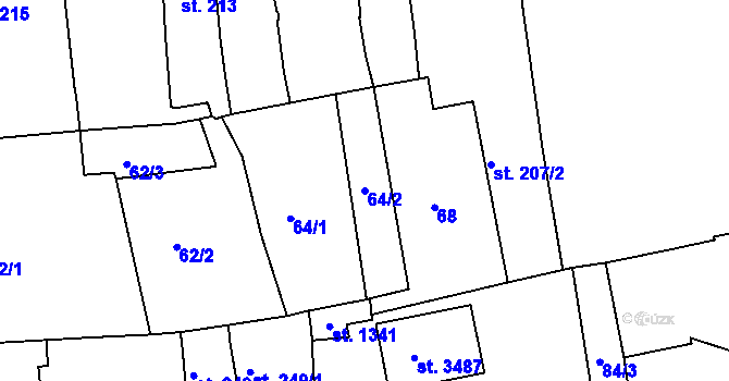 Parcela st. 64/2 v KÚ Domažlice, Katastrální mapa