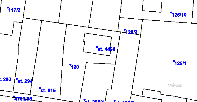 Parcela st. 121/1 v KÚ Domažlice, Katastrální mapa