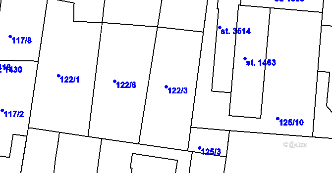 Parcela st. 122/3 v KÚ Domažlice, Katastrální mapa