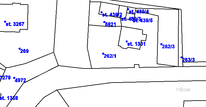 Parcela st. 262/1 v KÚ Domažlice, Katastrální mapa