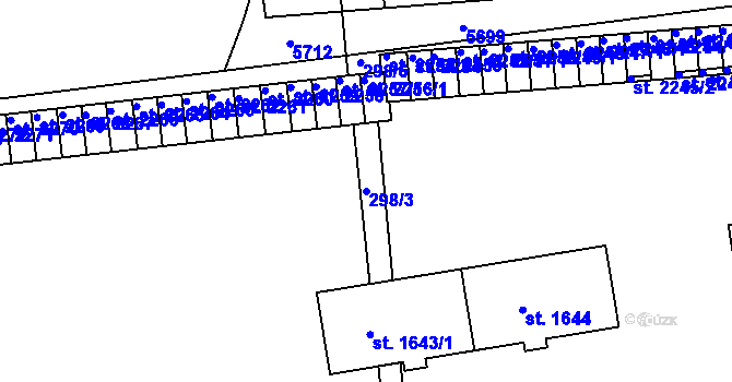 Parcela st. 298/3 v KÚ Domažlice, Katastrální mapa