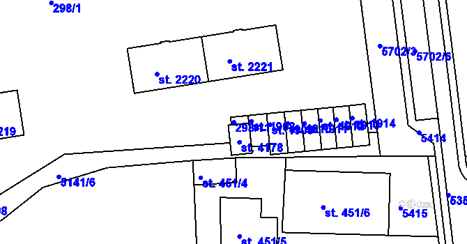 Parcela st. 298/11 v KÚ Domažlice, Katastrální mapa