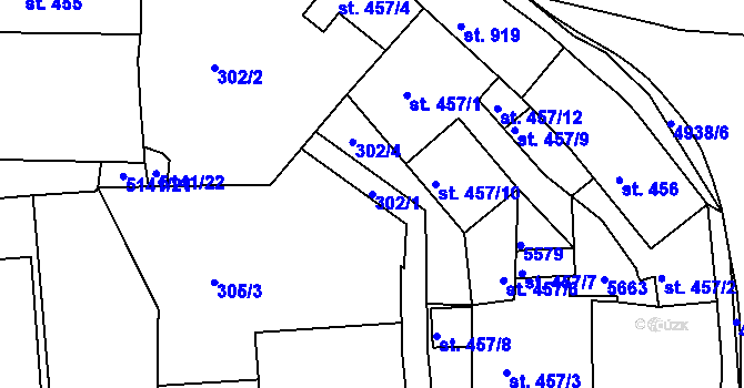 Parcela st. 302/1 v KÚ Domažlice, Katastrální mapa