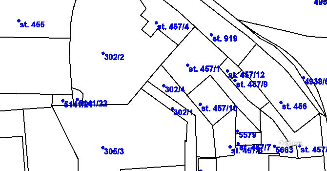 Parcela st. 302/4 v KÚ Domažlice, Katastrální mapa