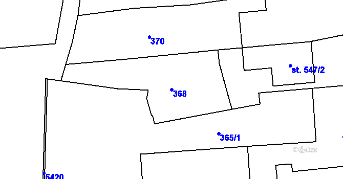 Parcela st. 368 v KÚ Domažlice, Katastrální mapa