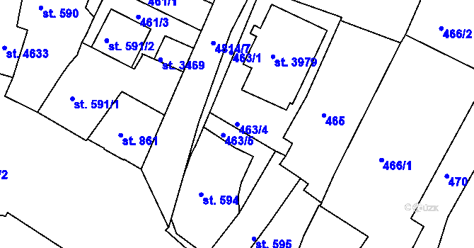 Parcela st. 463/4 v KÚ Domažlice, Katastrální mapa