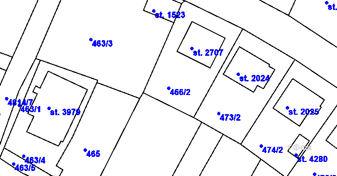 Parcela st. 466/2 v KÚ Domažlice, Katastrální mapa