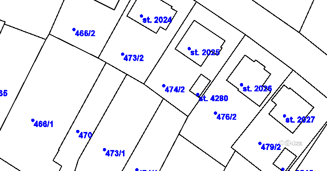 Parcela st. 474/2 v KÚ Domažlice, Katastrální mapa