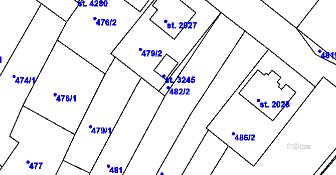 Parcela st. 482/2 v KÚ Domažlice, Katastrální mapa
