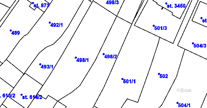 Parcela st. 498/2 v KÚ Domažlice, Katastrální mapa