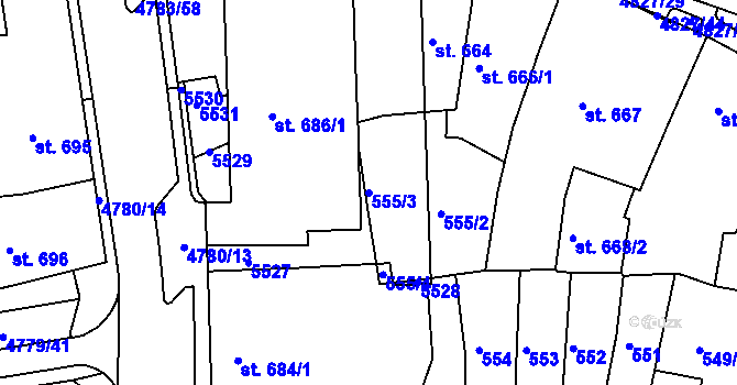 Parcela st. 555/3 v KÚ Domažlice, Katastrální mapa
