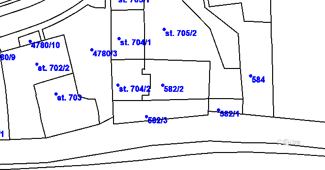 Parcela st. 582/2 v KÚ Domažlice, Katastrální mapa