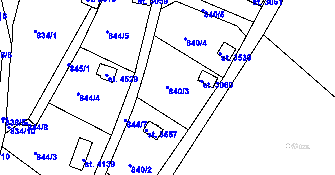 Parcela st. 840/3 v KÚ Domažlice, Katastrální mapa