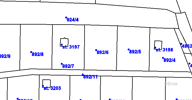 Parcela st. 892/6 v KÚ Domažlice, Katastrální mapa