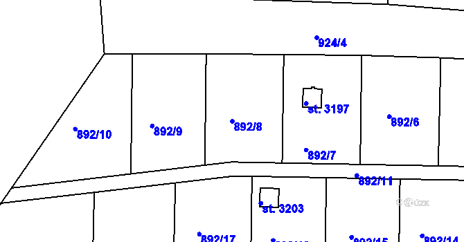 Parcela st. 892/8 v KÚ Domažlice, Katastrální mapa