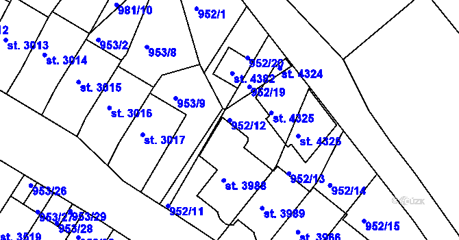 Parcela st. 952/12 v KÚ Domažlice, Katastrální mapa