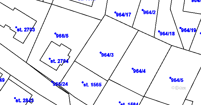 Parcela st. 964/3 v KÚ Domažlice, Katastrální mapa
