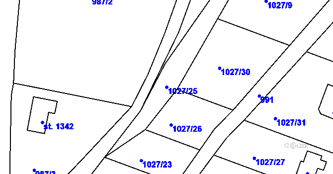 Parcela st. 1027/25 v KÚ Domažlice, Katastrální mapa