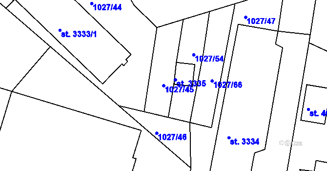 Parcela st. 1027/45 v KÚ Domažlice, Katastrální mapa