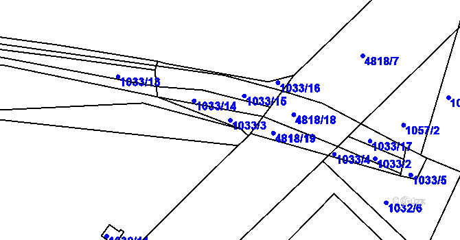 Parcela st. 1033/3 v KÚ Domažlice, Katastrální mapa