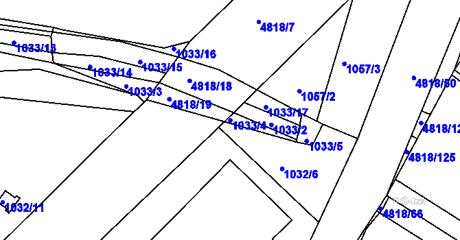 Parcela st. 1033/4 v KÚ Domažlice, Katastrální mapa