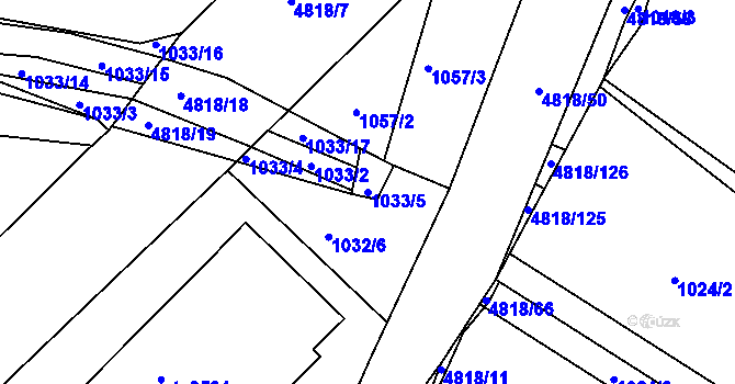 Parcela st. 1033/5 v KÚ Domažlice, Katastrální mapa