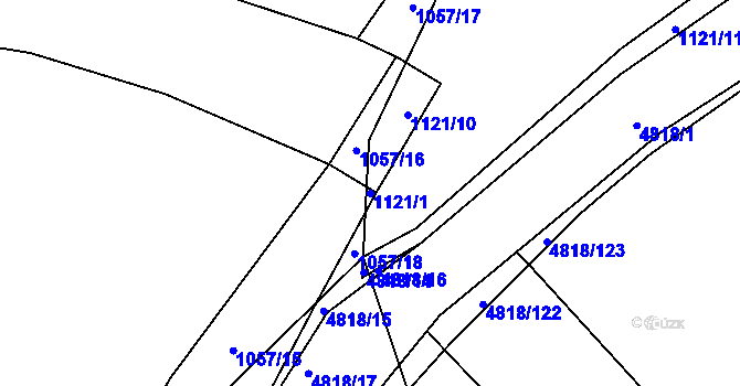 Parcela st. 1121/1 v KÚ Domažlice, Katastrální mapa