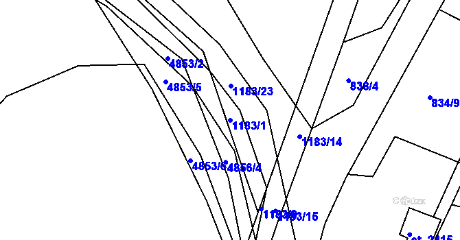 Parcela st. 1183/1 v KÚ Domažlice, Katastrální mapa