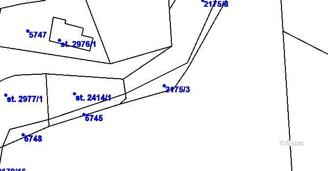 Parcela st. 2175/3 v KÚ Domažlice, Katastrální mapa