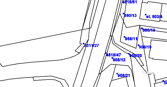 Parcela st. 2311/27 v KÚ Domažlice, Katastrální mapa