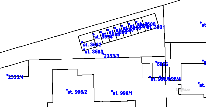 Parcela st. 2333/3 v KÚ Domažlice, Katastrální mapa
