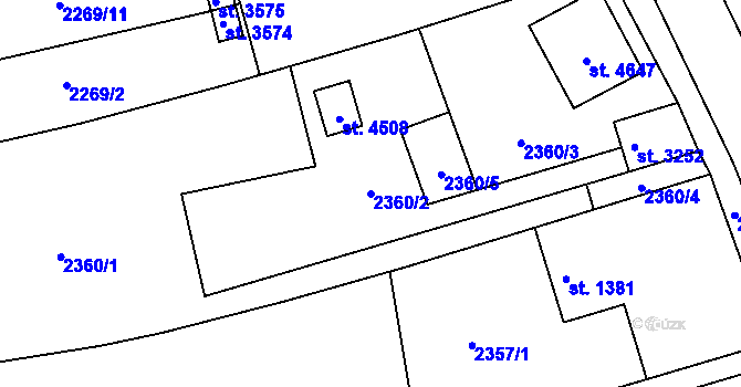 Parcela st. 2360/2 v KÚ Domažlice, Katastrální mapa