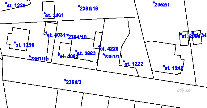 Parcela st. 2361/11 v KÚ Domažlice, Katastrální mapa