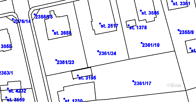 Parcela st. 2361/24 v KÚ Domažlice, Katastrální mapa