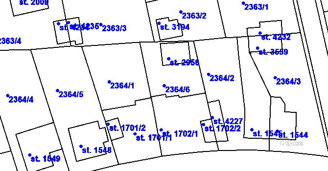 Parcela st. 2364/6 v KÚ Domažlice, Katastrální mapa