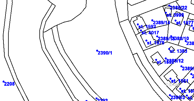 Parcela st. 2390/1 v KÚ Domažlice, Katastrální mapa