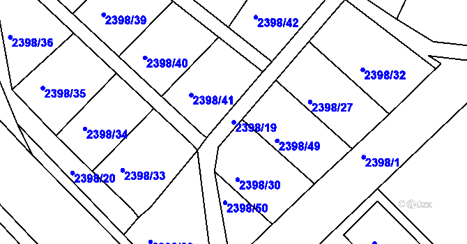 Parcela st. 2398/19 v KÚ Domažlice, Katastrální mapa