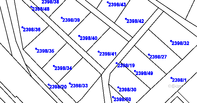 Parcela st. 2398/41 v KÚ Domažlice, Katastrální mapa