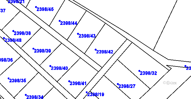 Parcela st. 2398/42 v KÚ Domažlice, Katastrální mapa
