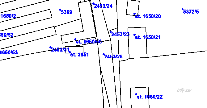 Parcela st. 2453/26 v KÚ Domažlice, Katastrální mapa