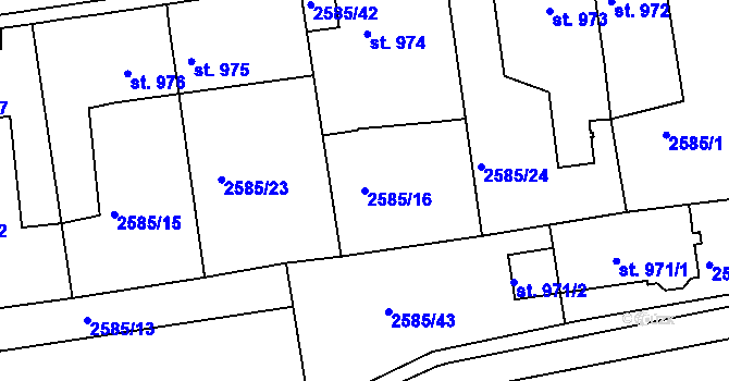 Parcela st. 2585/16 v KÚ Domažlice, Katastrální mapa